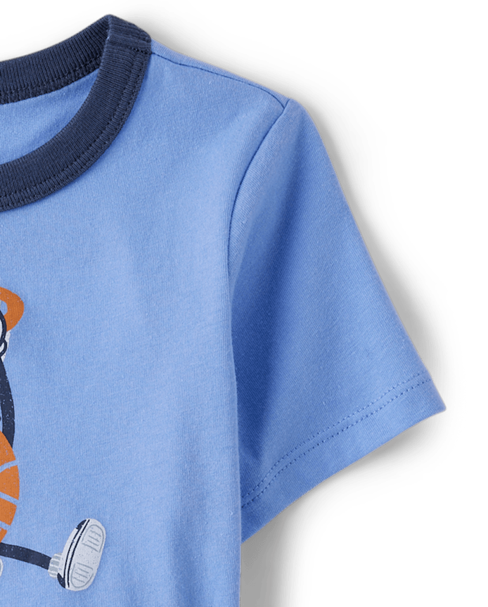 Baby And Toddler Boys Basketball  Graphic Ringer Tee