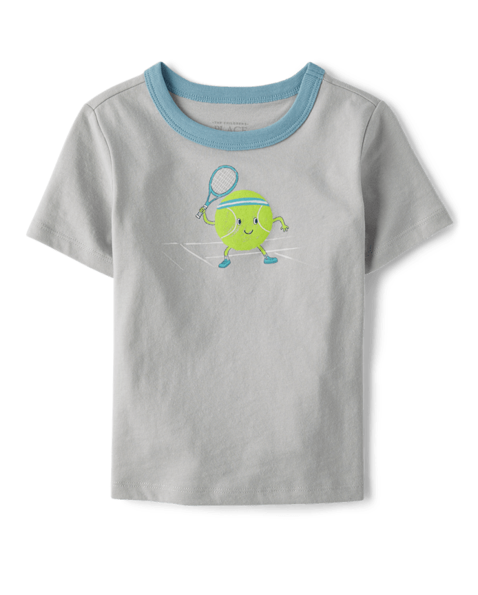 Baby And Toddler Boys Tennis Graphic Ringer Tee