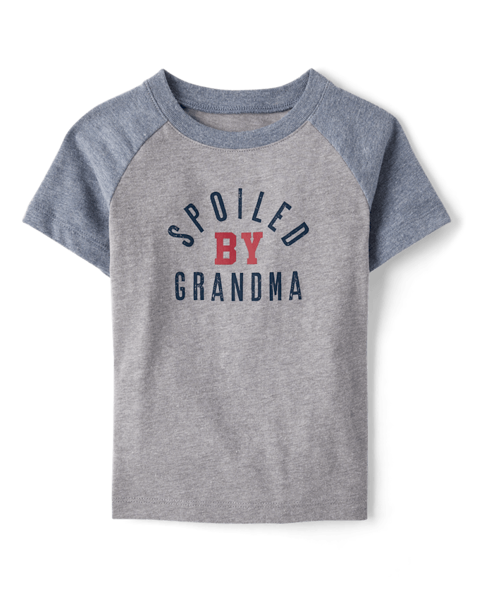 Baby And Toddler Boys Marled Spoiled By Grandma Graphic Raglan Tee