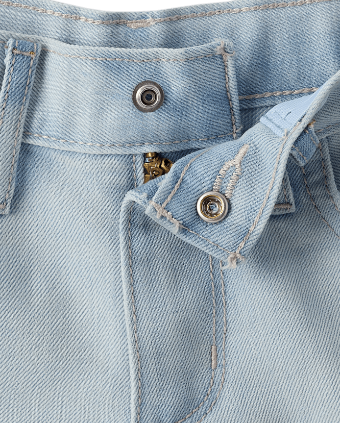 Girls Crochet Roll Cuff Shortie Jean Shorts