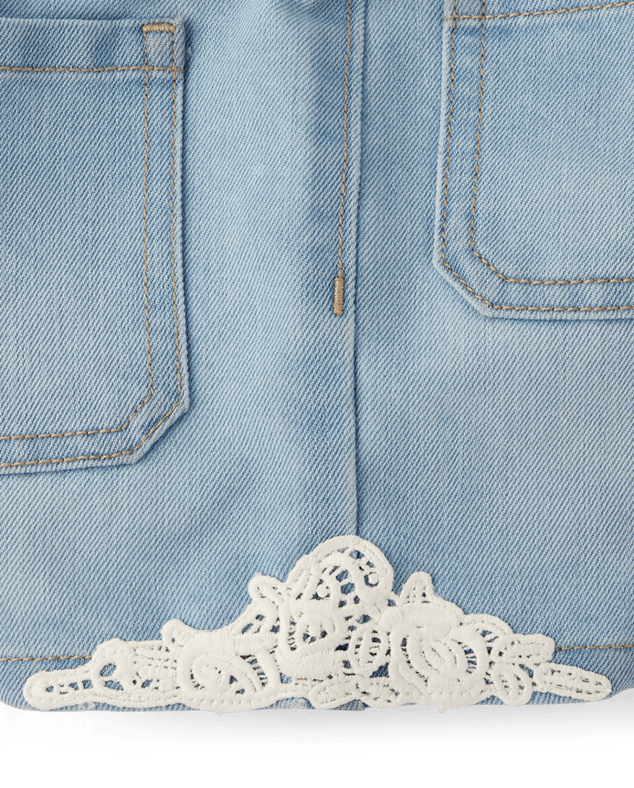 Short en jean à médaillon crocheté pour filles