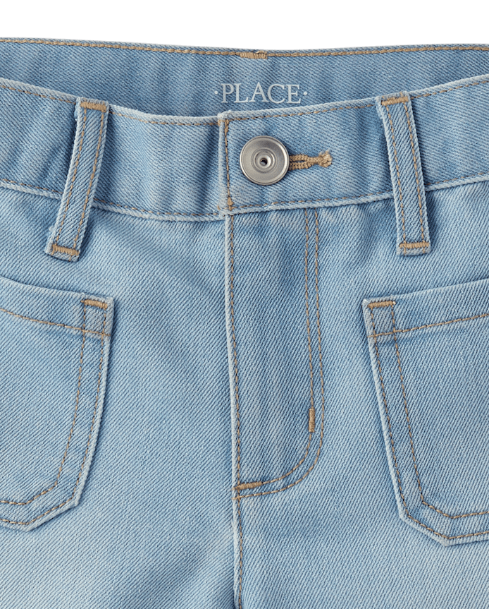 Short en jean à médaillon crocheté pour filles