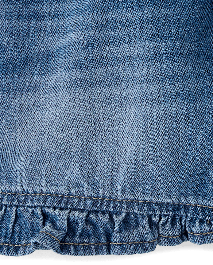 Girls Ruffle Pull On Shortie Jean Shorts