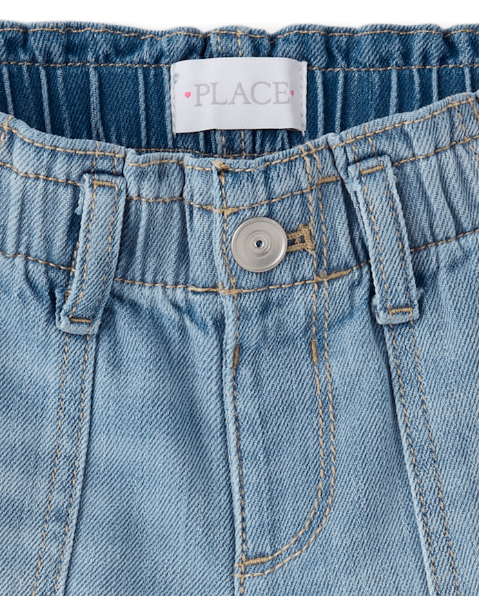 Short en jean taille haute pour filles