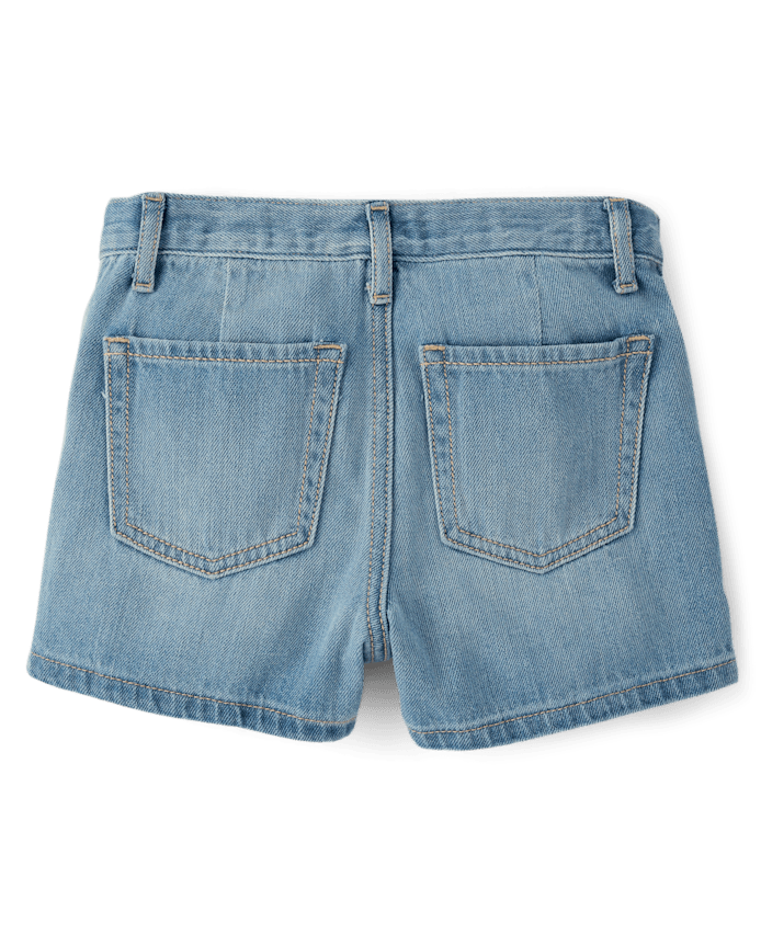 Girls Faux Wrap Denim Skort