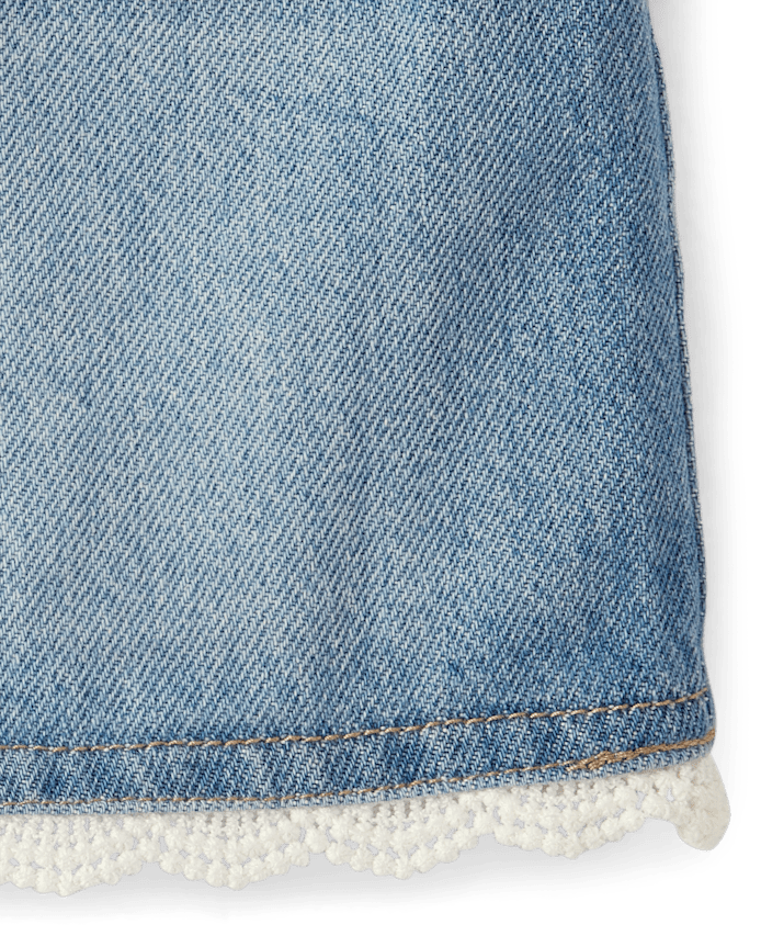 Girls Crochet Denim Skort