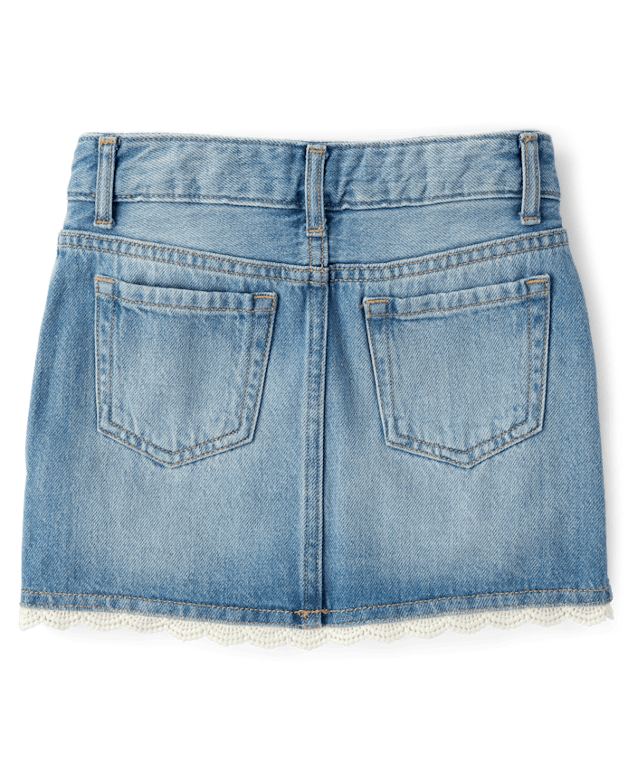 Jupe-short en jean crochetée pour fille