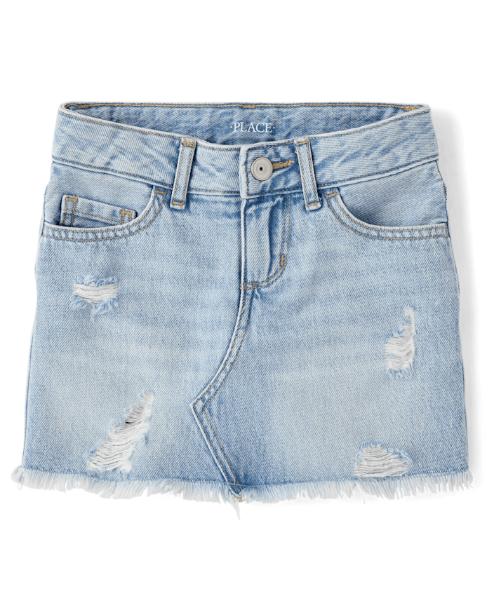Girls Ripped Denim Skort