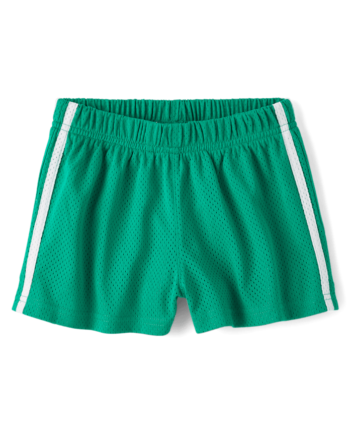 Girls Quick Dry Side Stripe Mesh Lined Active Shorts