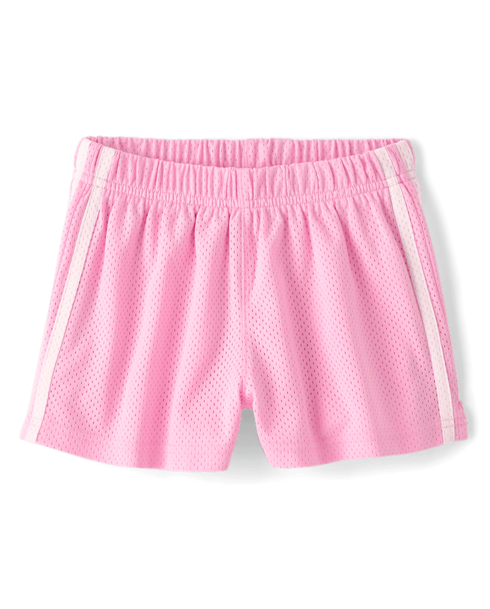 Girls Quick Dry Side Stripe Mesh Lined Active Shorts