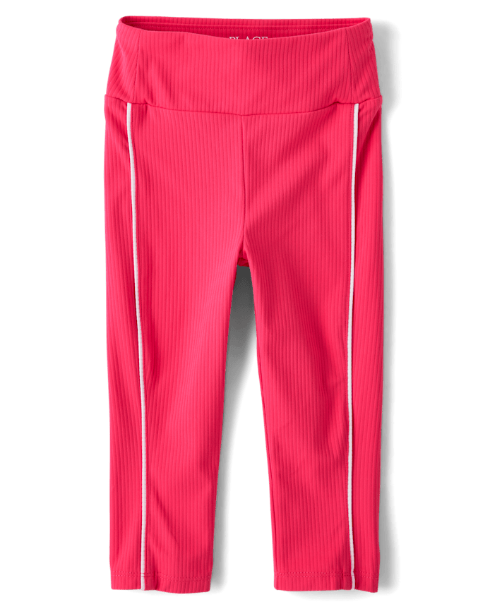 Girls Contrast Ribbed Capri Leggings