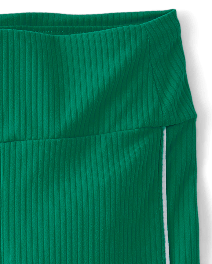 Girls Contrast Ribbed Capri Leggings