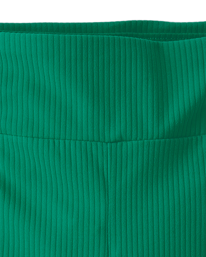 Girls Contrast Ribbed Capri Leggings