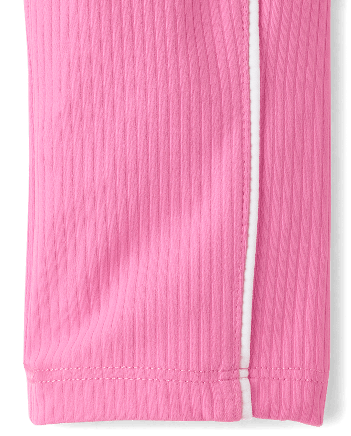 Girls Contrast Ribbed Capri Leggings