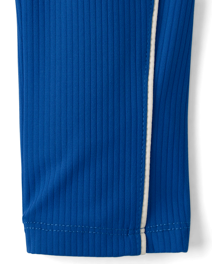 Girls Contrast Ribbed Capri Leggings