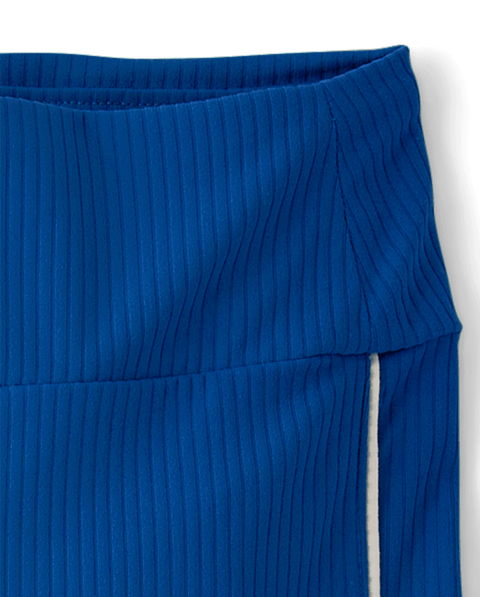 Girls Contrast Ribbed Capri Leggings