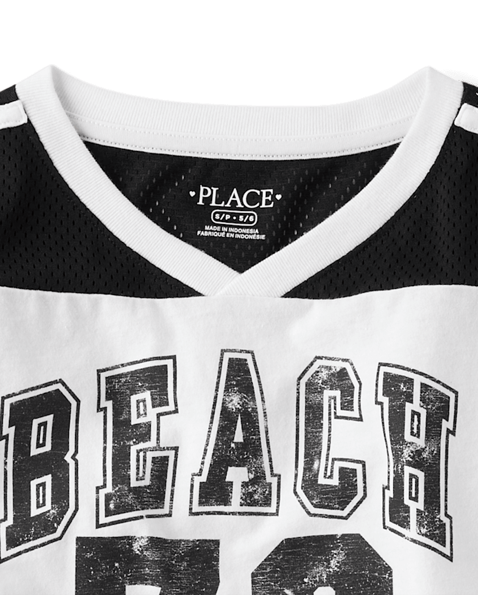 Girls Quick Dry Graphic Mesh Cropped Football Tee