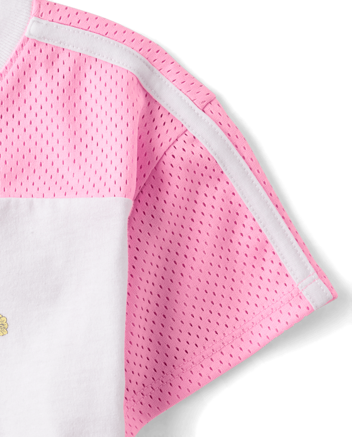 Girls Quick Dry Graphic Mesh Cropped Football Tee