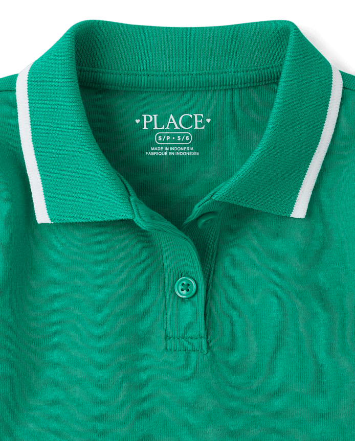 Girls Contrast Ribbed Polo