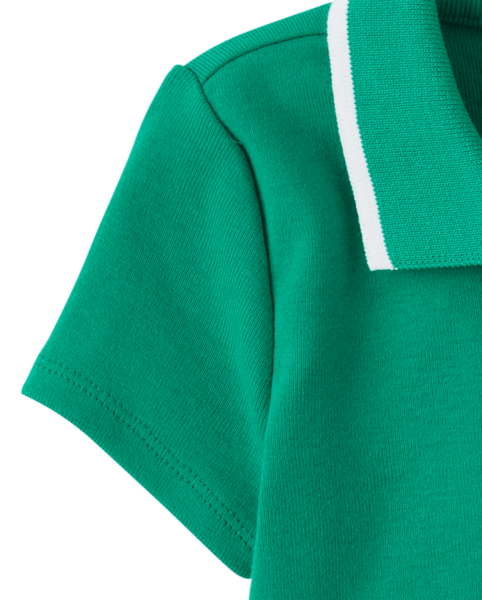 Girls Contrast Ribbed Polo