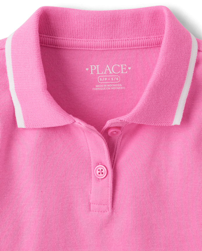 Girls Contrast Ribbed Polo