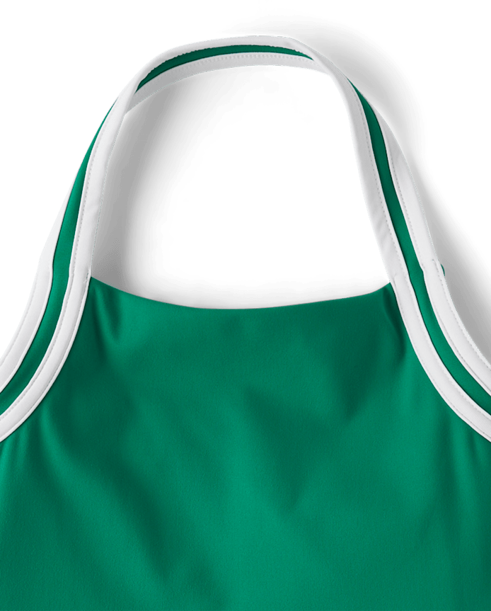 Girls Quick Dry Contrast Halter Pleated Tennis Dress