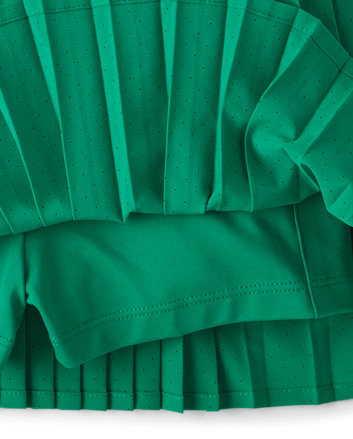 Girls Quick Dry Contrast Halter Pleated Tennis Dress