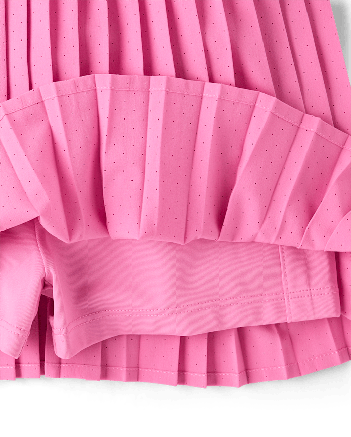 Girls Quick Dry Contrast Halter Pleated Tennis Dress