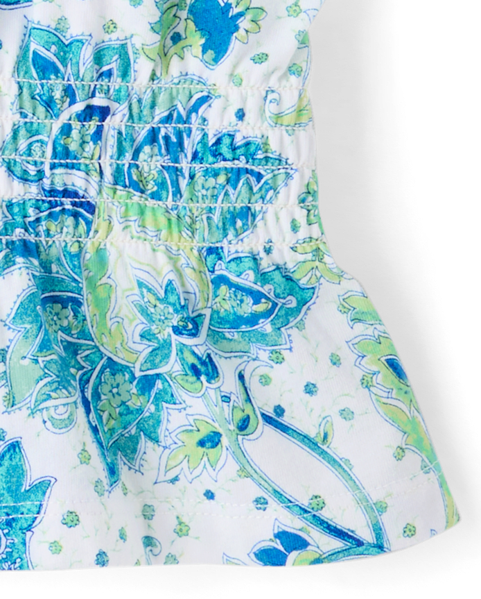 Girls Paisley Tassel Bow Shoulder Tank Top