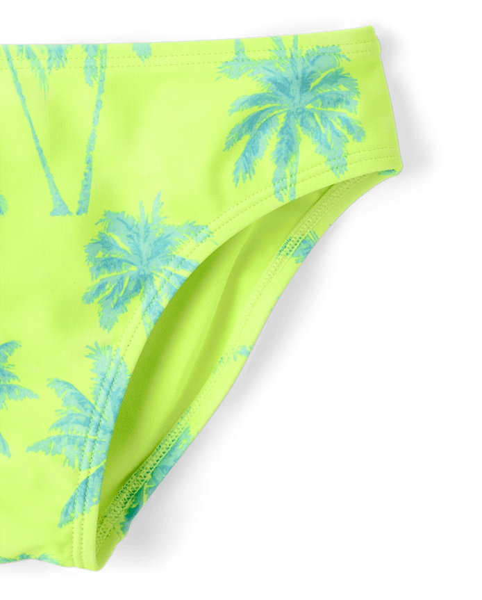 Maillot de bain bikini croisé à motif palmier pour filles