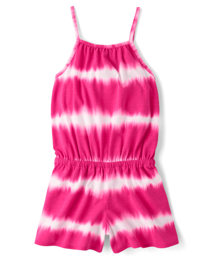 Girls Tie Dye Striped Romper
