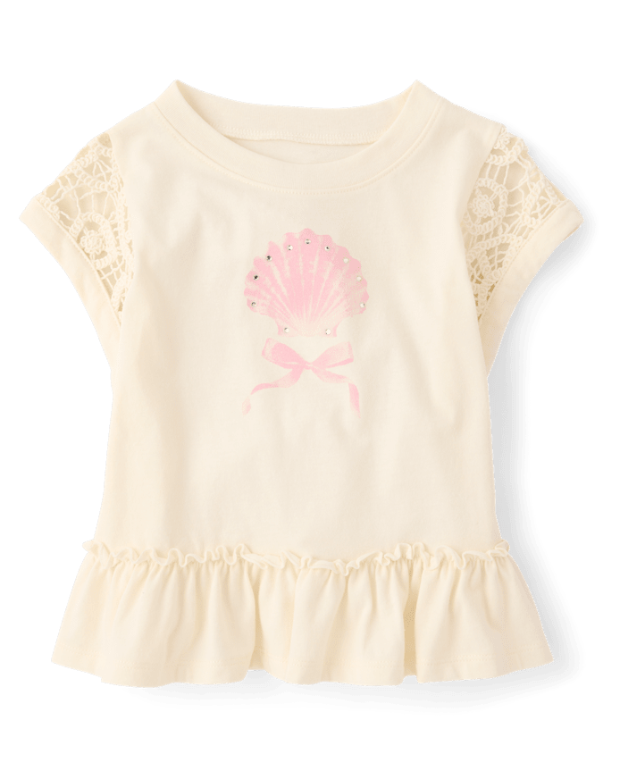 Girls Rhinestone Crochet Peplum Top