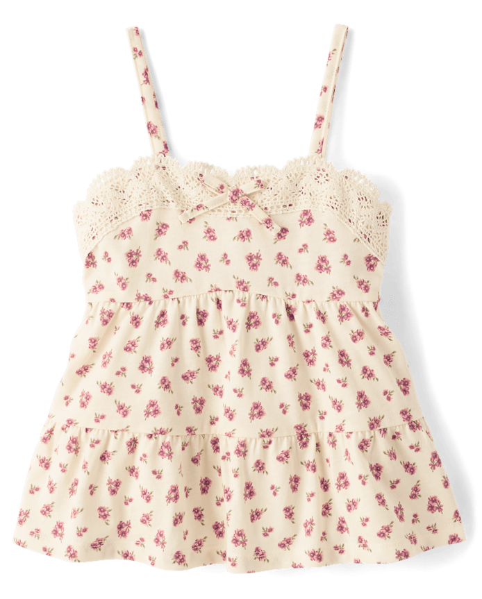 Girls Floral Tiered Tank Top
