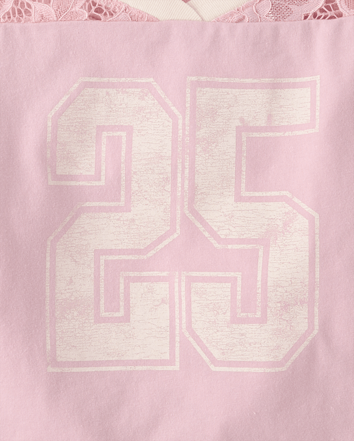 T-shirt de football américain en dentelle pour filles, style universitaire
