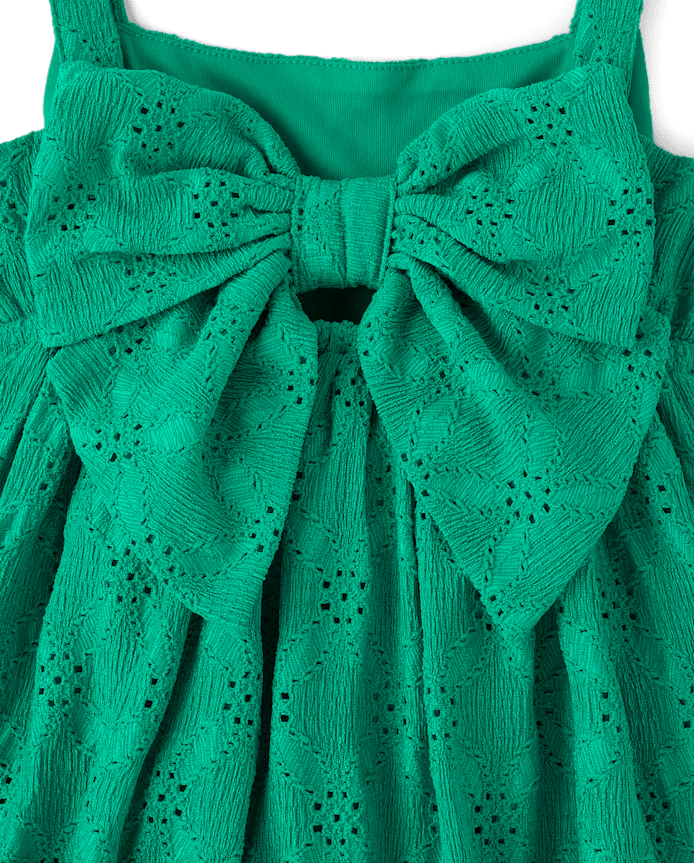 Girls Eyelet Bow Back Dress