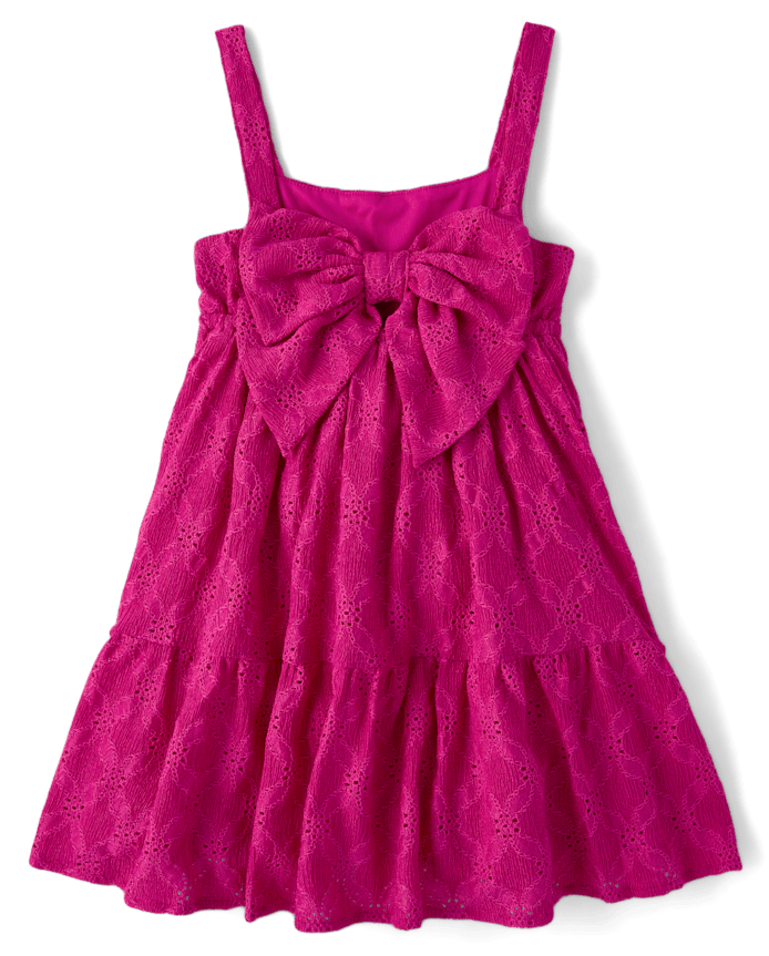Girls Eyelet Bow Back Dress