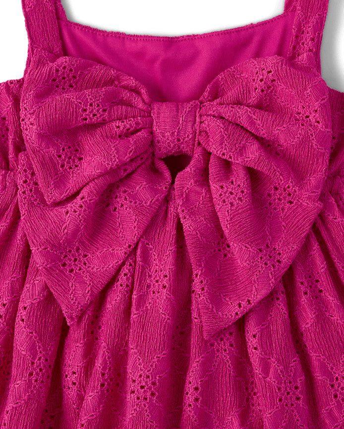 Girls Eyelet Bow Back Dress