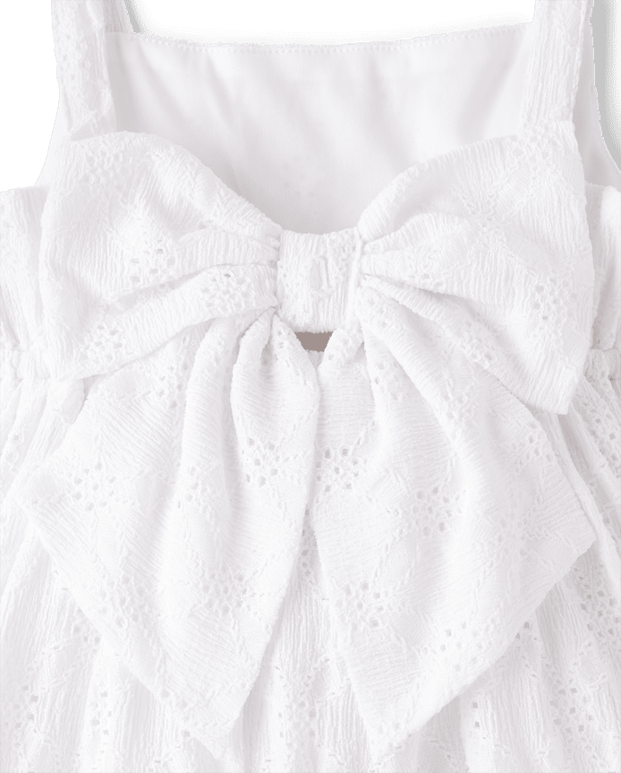 Girls Eyelet Bow Back Dress