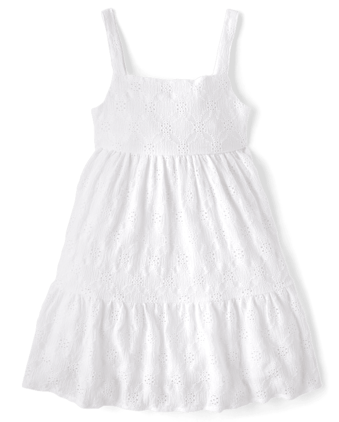 Girls Eyelet Bow Back Dress