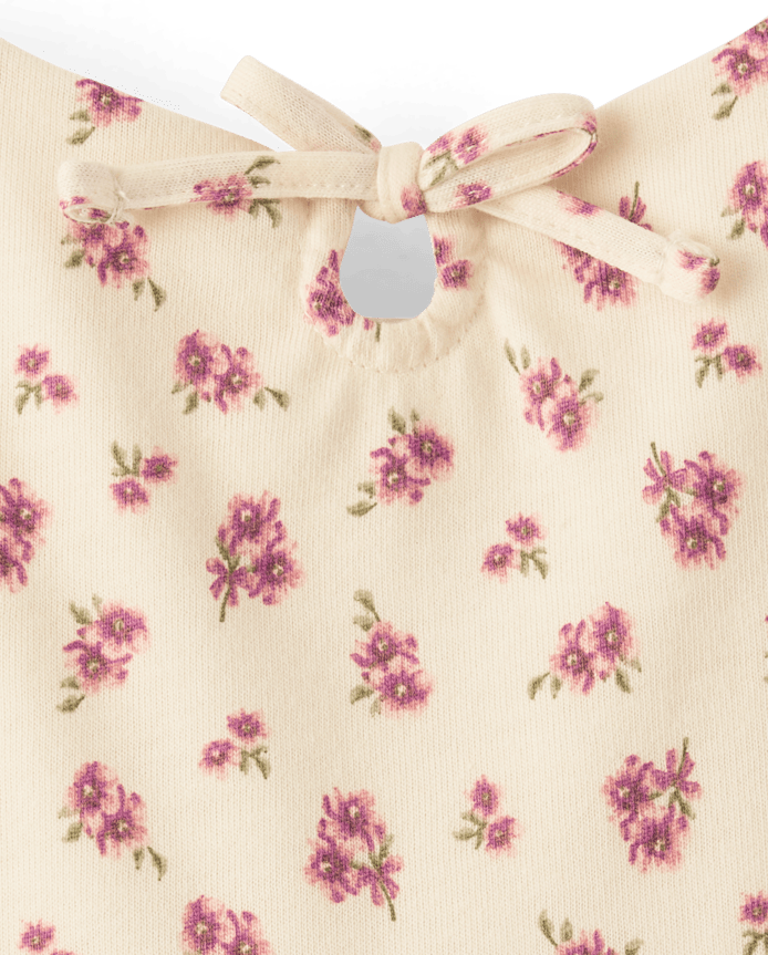 Girls Floral Keyhole V-Waist Dress