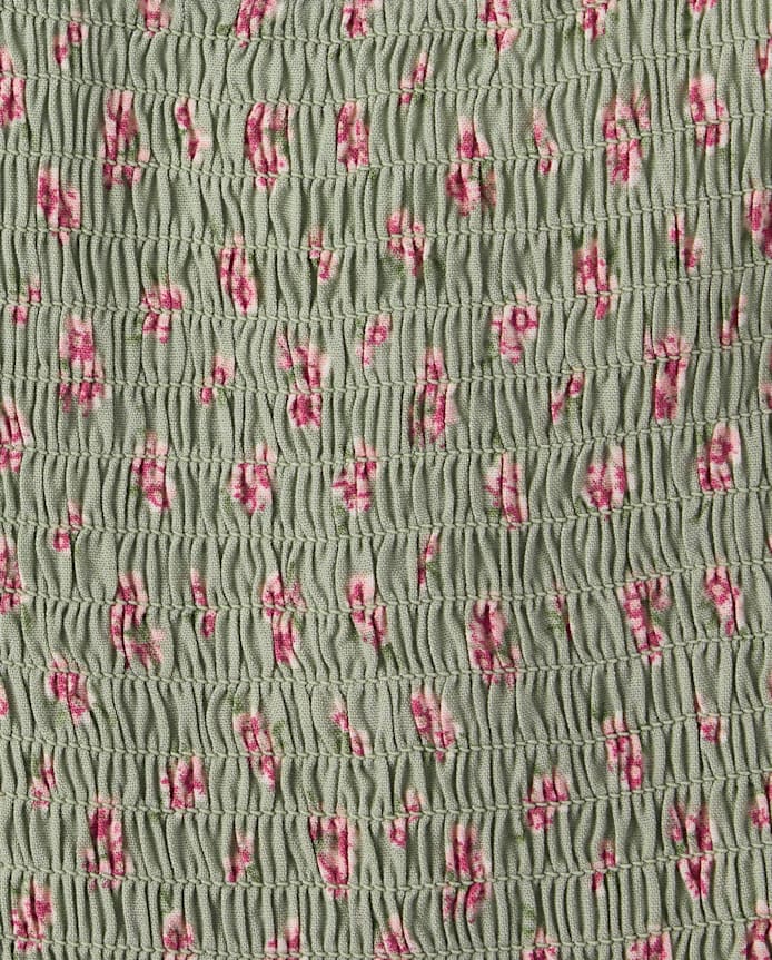 Girls Floral Smocked Bow Shoulder Dress