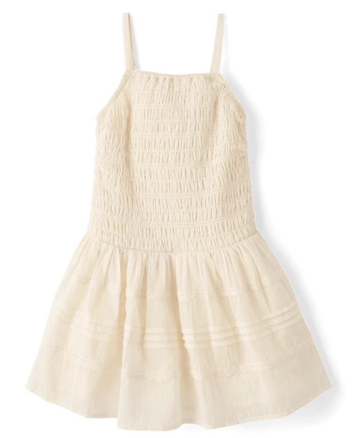 Robe à taille basse smockée pour filles