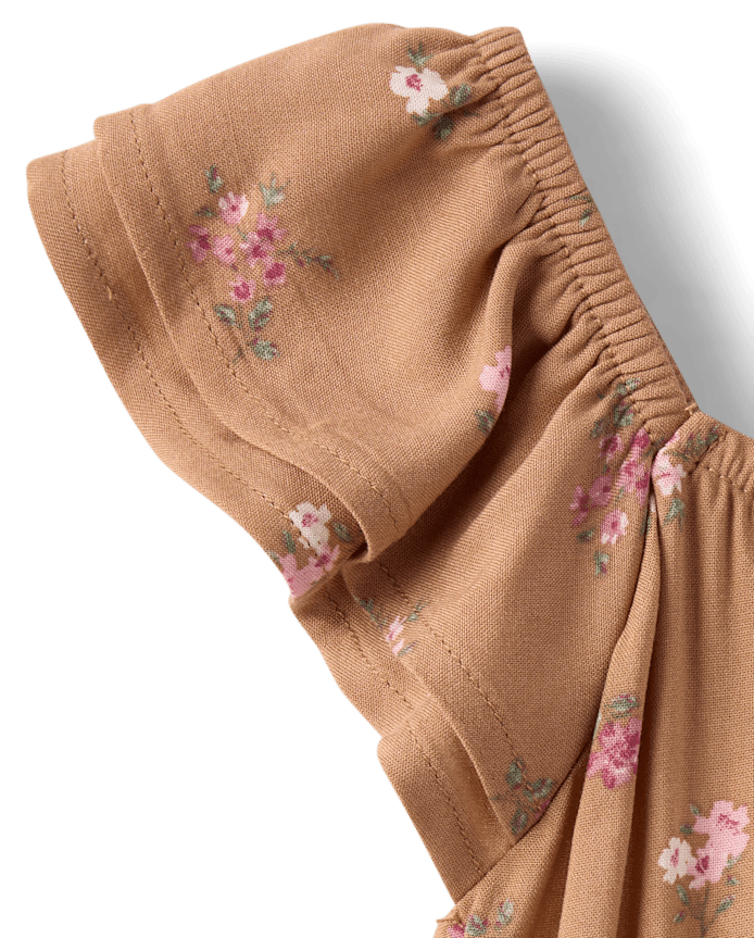 Girls Floral Flutter Romper