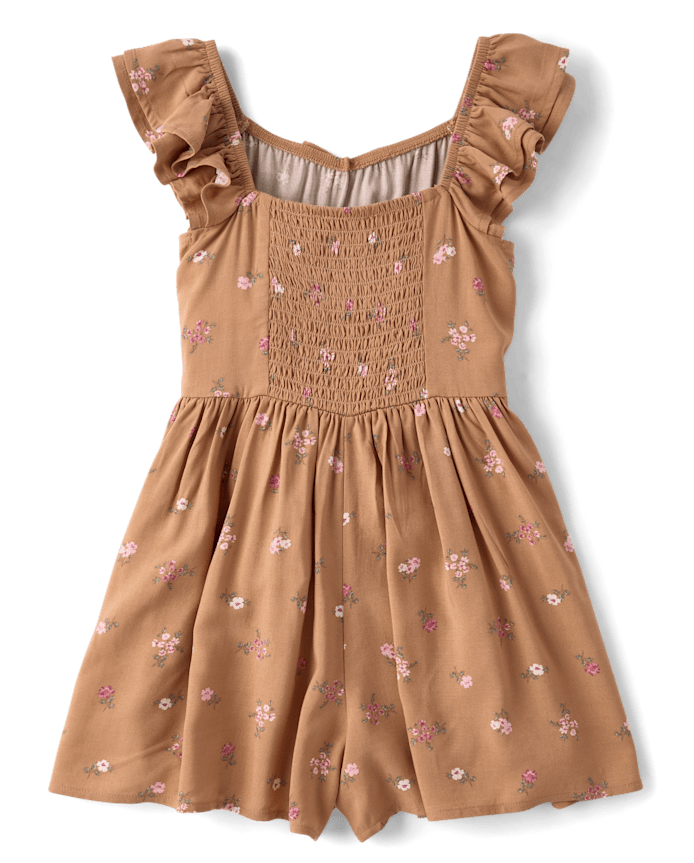Girls Floral Flutter Romper