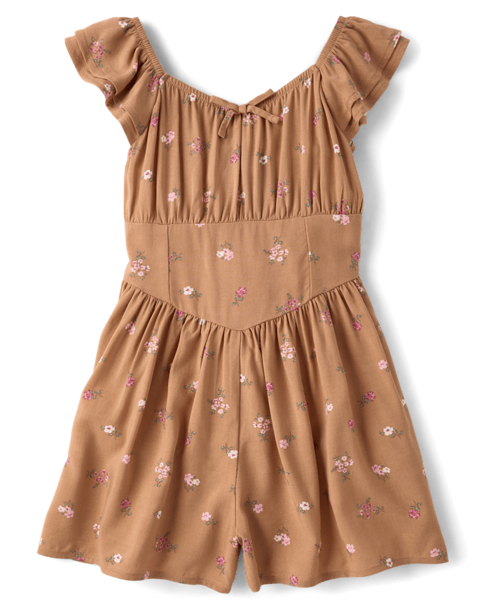 Girls Floral Flutter Romper