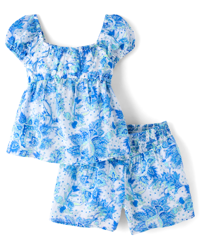 Girls Paisley Textured 2-Piece Outfit Set