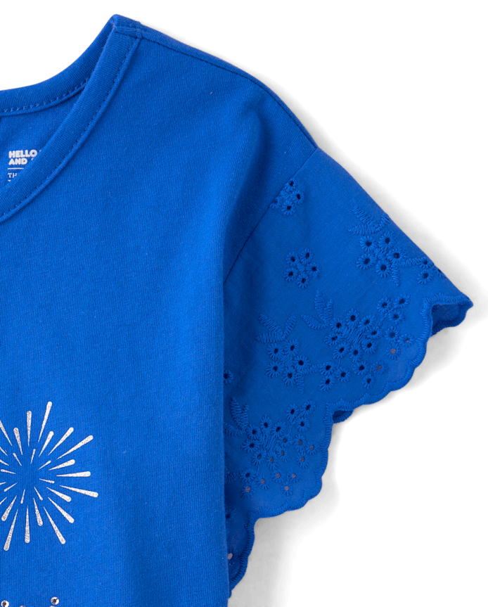 Girls Hello Kitty® And Friends Rhinestone Eyelet Flutter Top