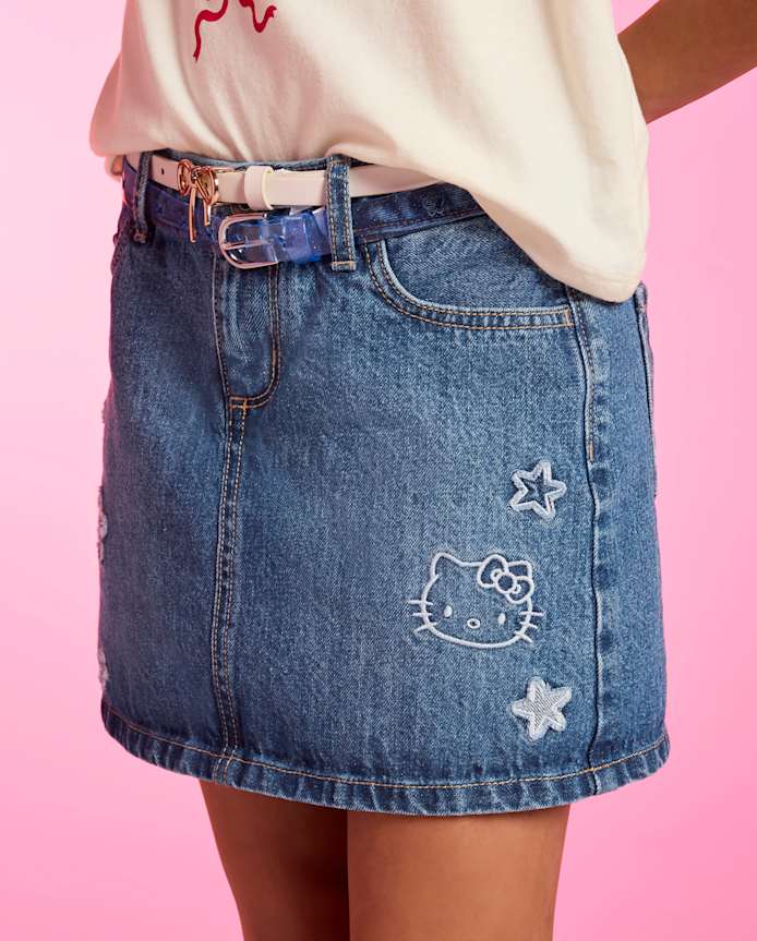 Girls Hello Kitty® And Friends Applique Star Denim Skort