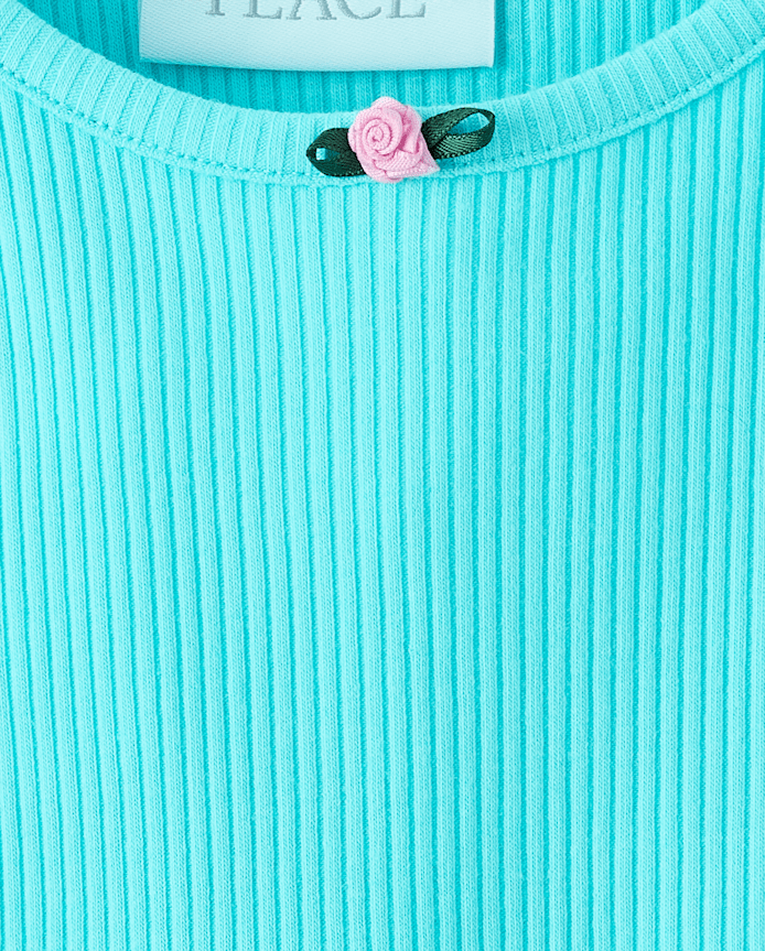 Girls Ribbed Tiered V-Waist Dress