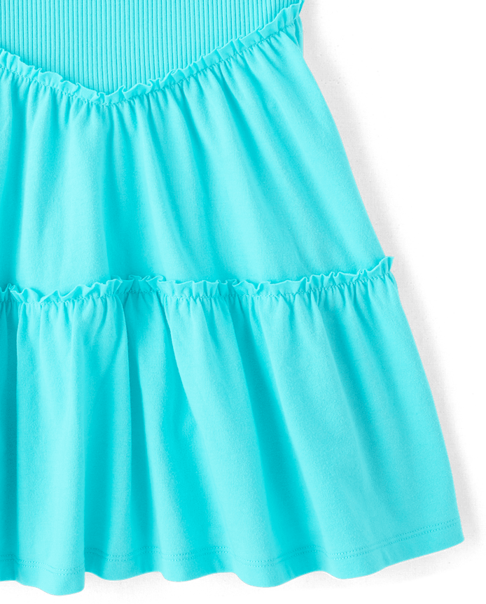 Girls Ribbed Tiered V-Waist Dress